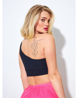 Топ на одно плечо в рубчик PREMIUM черный - Rowan фото 2