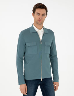 Мятный трикотажный кардиган стандартного кроя