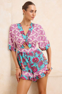 Cicek Desenli Dokuma Cut outl? Plaj Mini Tulum TBESS23EL00017