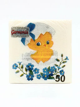 Цена за 4 шт. Салфетки бумажные пасхальные Цыплёнок, 1 слой, 24?24 см, 50 шт.