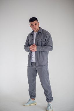 флис вельвет, Костюм с рубашкой, серый - Knitka wear фото 2