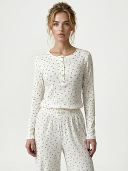 Пижама с принтом сердечки OD-1011-1 молочный