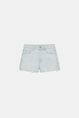 SHORTS DENIM TRF ROTOS TIRO MEDIO / Azul claro - Zara фото 4