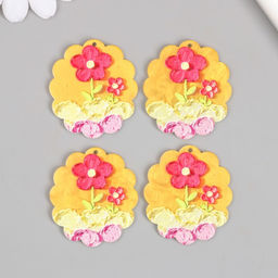 Цена за 4 шт. Декор для творчества акрил Пластилиновые цветочки, 0.2?3.5?3.9 см