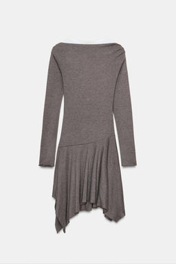 VESTIDO CORTO ASIM?TRICO / Marr?n vigor?