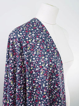 Импорт. хлопок Цветочный вьюнок на чернильном, ш.1.5м, хлопок-100%, 100гр/кв.м - Купава фото 2