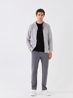 Kap??onlu Uzun Kollu Erkek Kal?n Fermuarl? Sweatshirt