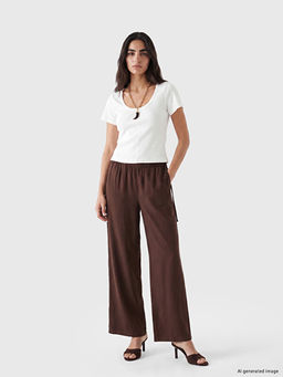 Beli Lastikli Wideleg Kad?n Jean Pantolon