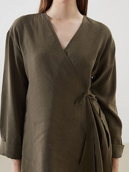 Kruvaze Yaka Modal Kar???ml? Kad?n Kimono