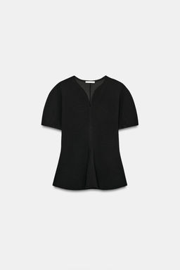 TOP PEPLUM MANGA ABULLONADA / Negro - Zara фото 6