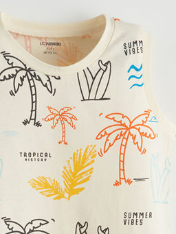 Bisiklet Yaka Bask?l? Erkek ?ocuk Atlet