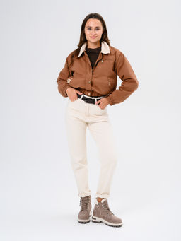 Ботинки 261.uno9br.Капучино замша+бежевый/мех