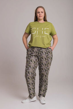 Костюм футболка и брюки М326015Пфч фисташковый/черный - Елена фото 7