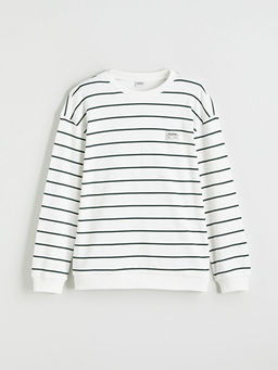 Bisiklet Yaka ?izgili Erkek ?ocuk Sweatshirt