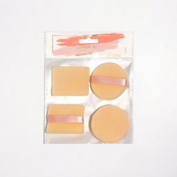Цена за 2 шт. Пуховки для макияжа, набор - 4 шт., d=5 см / 5.5×4.4 см, с держателем, бежевая