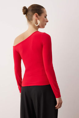 Siyah Fitted/Vucuda oturan Aksesuar Detayl? Asimetrik Yaka Esnek Orme Bluz TWOAW26BZ00075 - Trendyolmilla фото 26