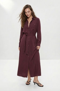 Bordo Kusakl? Maxi Dokuma Elbise TWOSS26EL00708