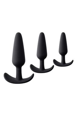 Набор анальных втулок TOYFA POPO Pleasure Eridani, силикон, черный, 3 шт.