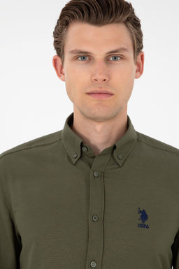 Мужская базовая рубашка цвета хаки с длинным рукавом Неожиданная скидка в корзине - U.s. polo assn фото 2