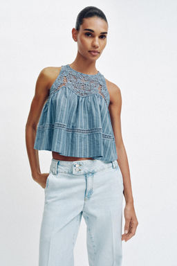 TOP COMBINADO ESPALDA DESCUBIERTA / Azul / Blanco - Zara фото 2