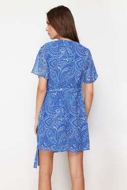 Saks Sal Desenli Anvelop Mini Dokuma Elbise TWOSS24EL00753 - Trendyolmilla фото 6