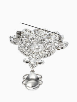 Брошь «Императрица», вензеля, цвет белый в серебре