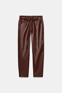 FAUX LEATHER TROUSERS WITH ELASTIC WAIST - Zara фото 8