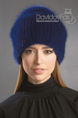 Шапка Буратино норка индиго