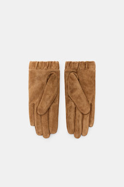 100% SUEDE LEATHER GATHERED GLOVES - Zara фото 5