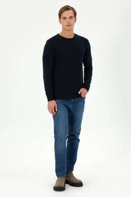 Erkek Slim Fit Bisiklet Yaka Lacivert Kazak - U.s. polo assn фото 4