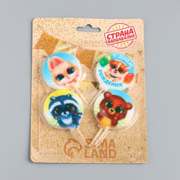 Свечи в торт «Зверята», 4×4.4 см, 4 шт.