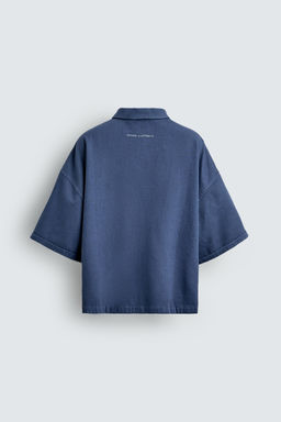 POLO BOXY FIT TEXTO BORDADO / Azul / Gris - Zara фото 8
