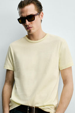 CAMISETA REGULAR FIT / Amarillo claro - Zara фото 6