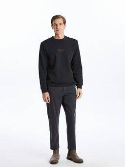 Bisiklet Yaka Uzun Kollu Nak??l? Erkek Sweatshirt