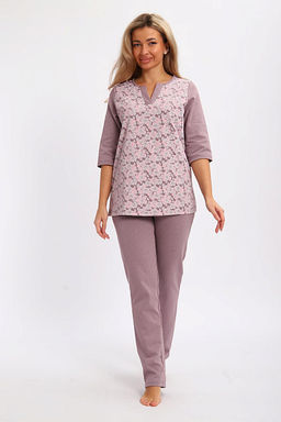 Пижама с брюками футер с начёсом (01059, кофе)