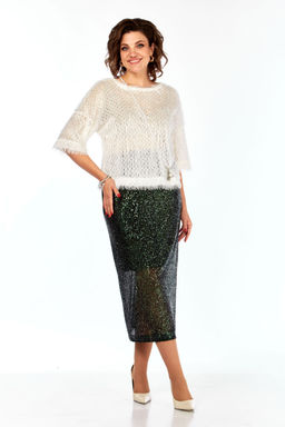 Костюм Olga Style Л413 молочный-зеленый