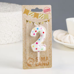 Цена за 2 шт. Свеча в торт на день рождения «Цифра 2», 5.5 см