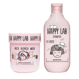 Happy Lab Набор средств для ухода за волосами: Шампунь Восстановление & Питание + Маска восстанавливаюшая, 300 мл, 180 г