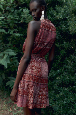 PATCHWORK PRINT MINI DRESS WITH BELT - Zara фото 5