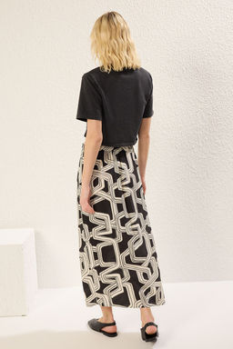 TRENDYOLMILLA Cok Renkli Desenli Pamuklu Kumas Y?rtmac Detayl? Midi Boy Dokuma Etek TWOSS25ET00119 фото 5