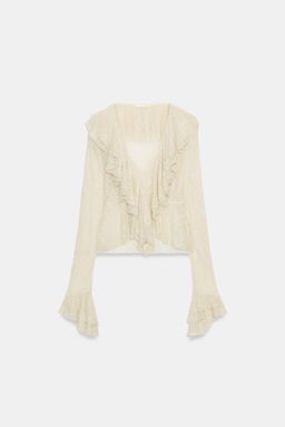 TOP ENCAJE BRILLO VOLANTES / Crudo - Zara фото 5