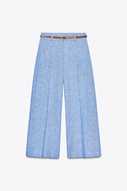 LINEN BLEND CULOTTES WITH BELT - Zara фото 7