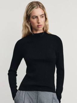 Вязаный лонгслив со стразами / Zarina