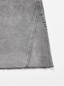 CONTE CON-761 Джинсовая юбка-mini оксидной варки со вставками по бокам grey - Conte elegant фото 9