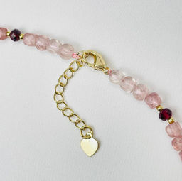 Колье из Клубничного кварца и Граната "Градиент" 45 см +