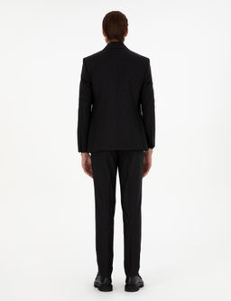 Siyah Ex. Slim Fit _izgili Y_nl_ Tak_m Elbise