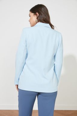 Ac?k Mavi Regular Astarl? Dokuma Blazer Ceket TWOSS21CE0137