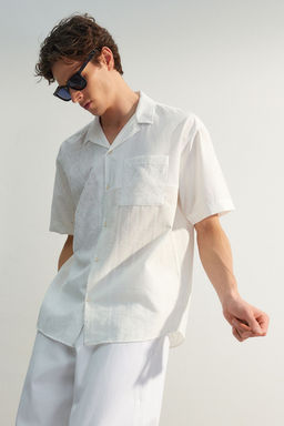 TRENDYOL MAN Limited Edition Beyaz Oversize Brode Bloklu Yazl?k Gomlek TMNSS23GO00135 - Trendyolmilla фото 3