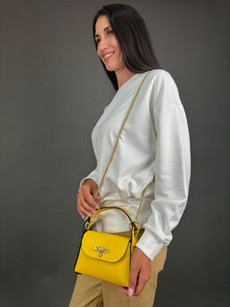 Сумка женская Sefaro из телячьей кожи маленькая желтая  фото 2