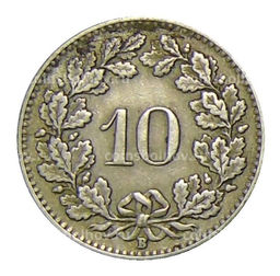 Монета 10 раппенов 1931 года Швейцария